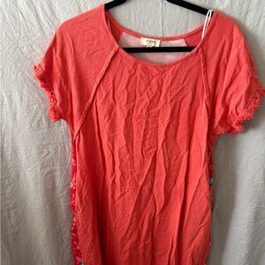 Umgee Pink Ruffled Dress with Short Sleeves